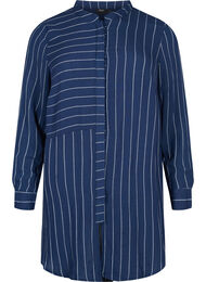 Lang stribet skjorte i viskosemix, Blue/White