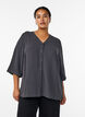 Skjortebluse med V-udsk&aelig;ring og 3/4-&aelig;rmer, Gr&aring;, Model image number 0