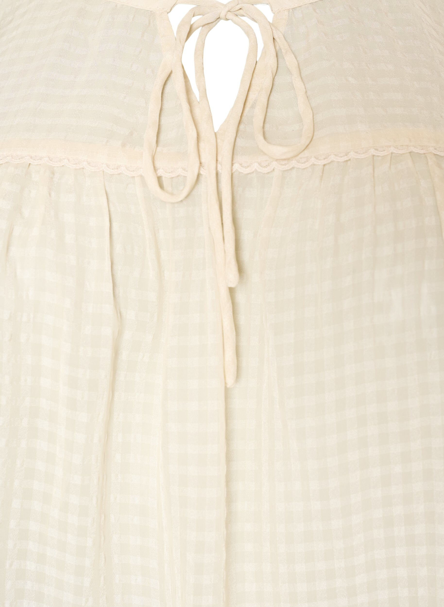 ZizziBluse i b&aelig;k og b&oslash;lge med bindeb&aring;nd, Beige, Packshot image number 2