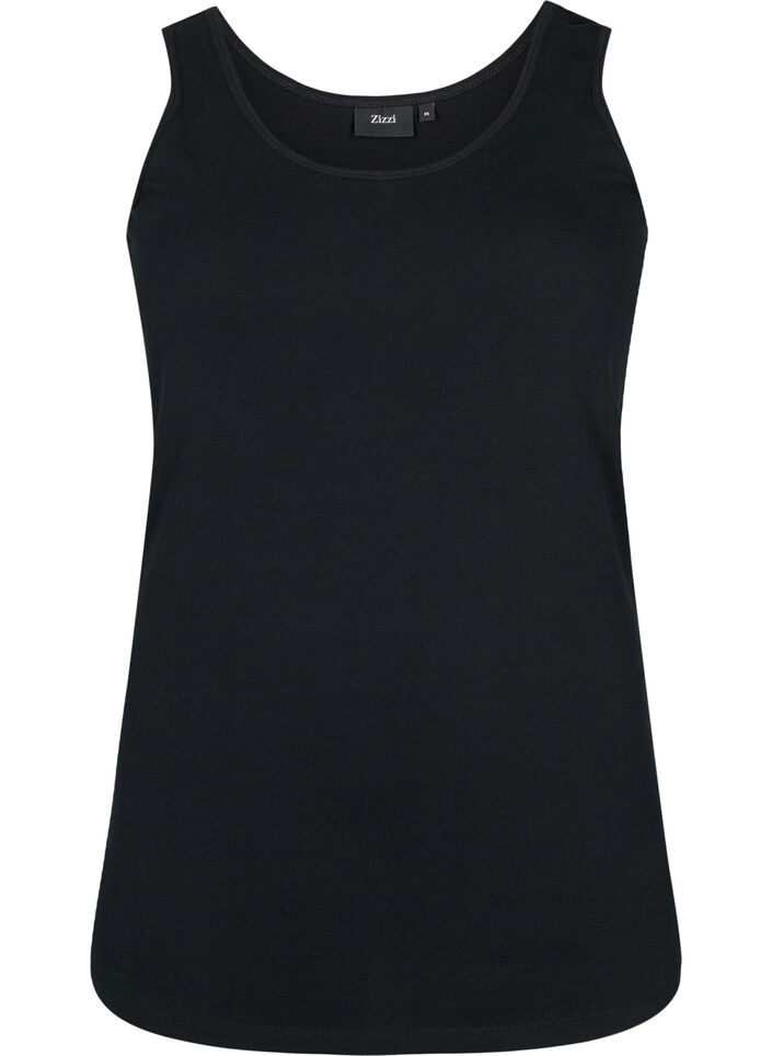 Ensfarvet basis top i bomuld, Sort, Packshot image number 0