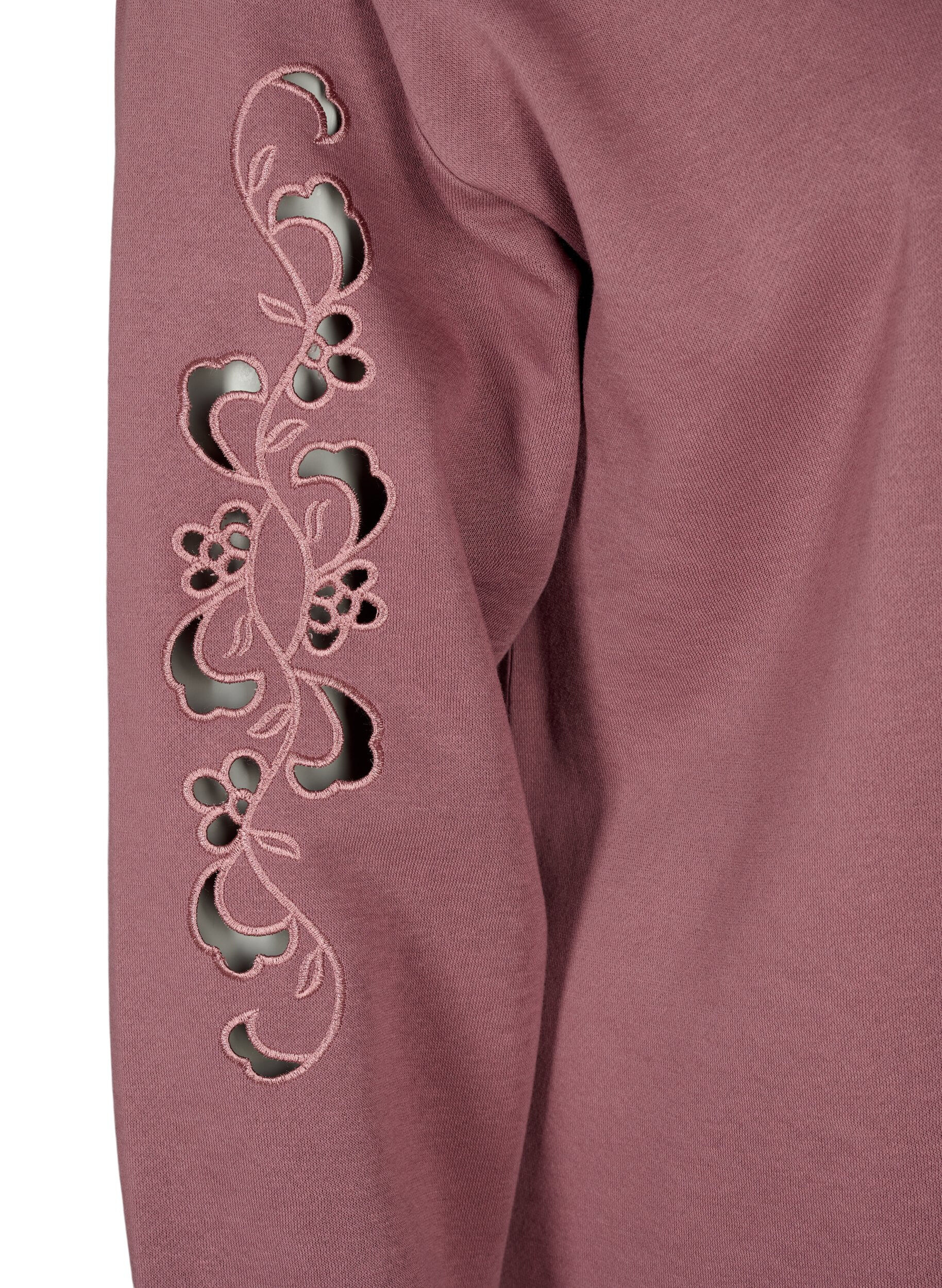 Zizzi Sweatkjole med broderede detaljer, Rose Brown, Packshot image number 3