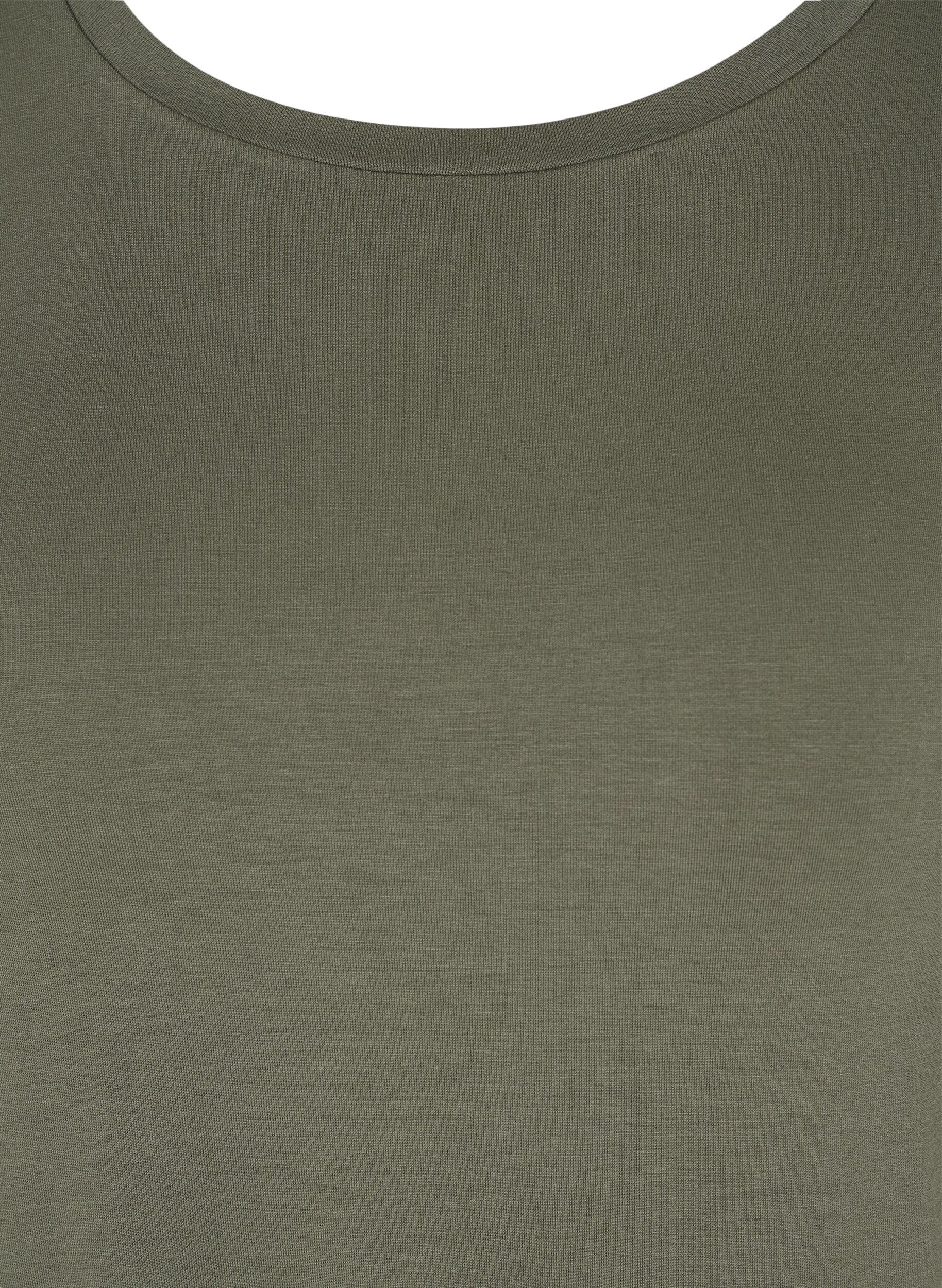 Zizzi Kort&aelig;rmet viskose tunika med sn&oslash;redetaljer, Dusty Olive, Packshot image number 2