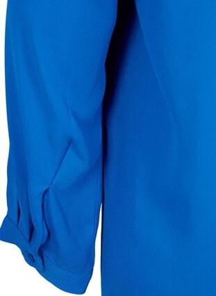 Ensfarvet skjorte med v-udskæring, Princess Blue, Packshot image number 3
