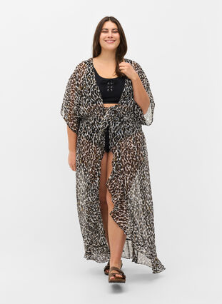 Strand kimono med print, Leopard Print, Model image number 2