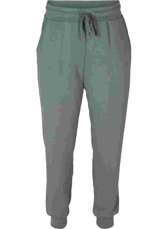 Sweatpants med lommer og snøre, Balsam Green, Packshot image number 0