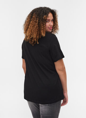 Kortærmet bomulds t-shirt med tryk, Black/Magnificent, Model image number 1