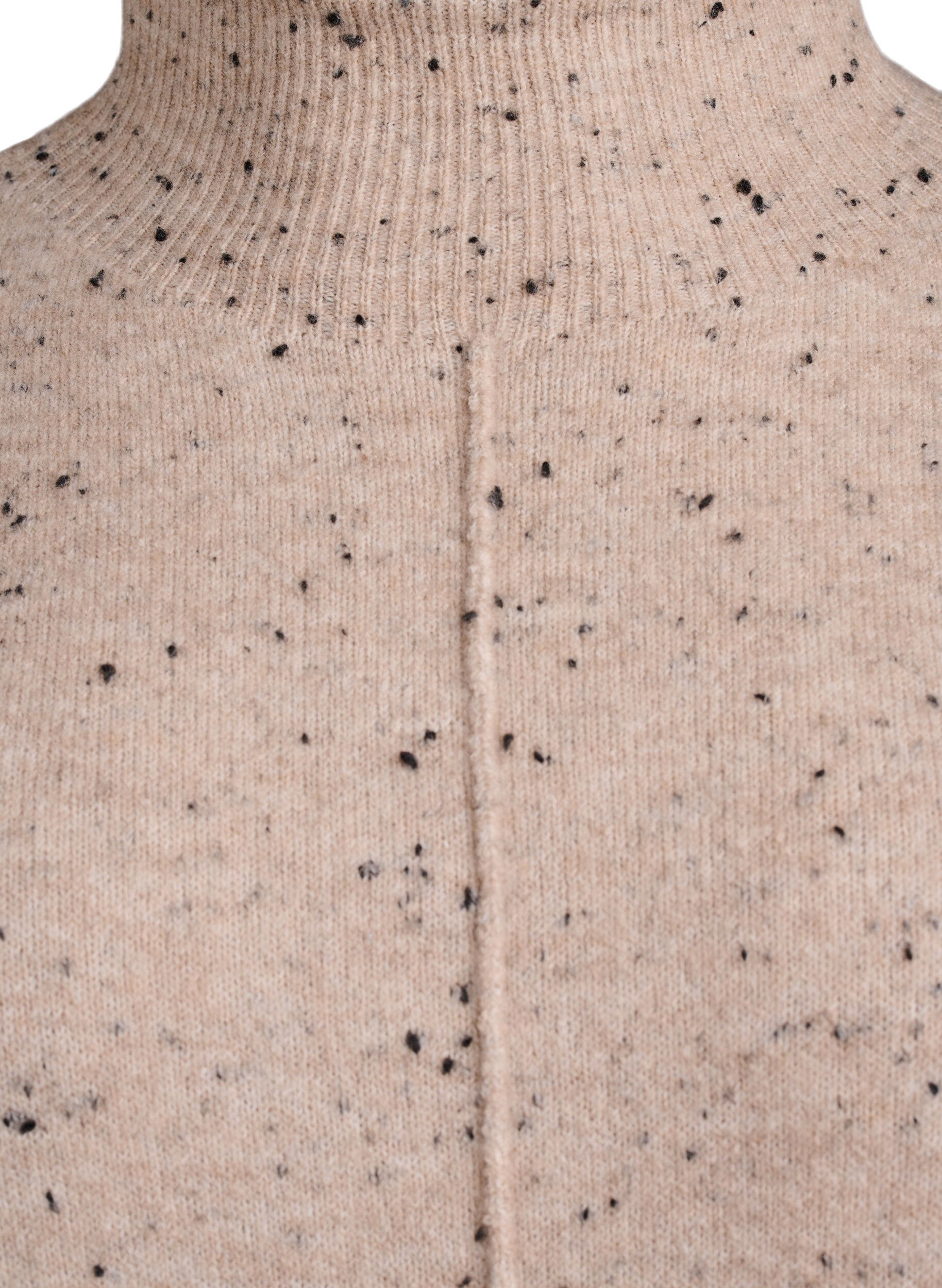 Zizzi Striktr&oslash;je med h&oslash;j hals og prikm&oslash;nster, Beige, Packshot image number 2