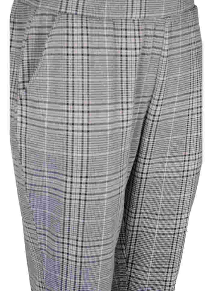 Cropped Maddison bukser med ternet mønster, Black Check, Packshot image number 2