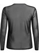 Meshbluse med rhinsten og lange ærmer, Sort, Packshot image number 1
