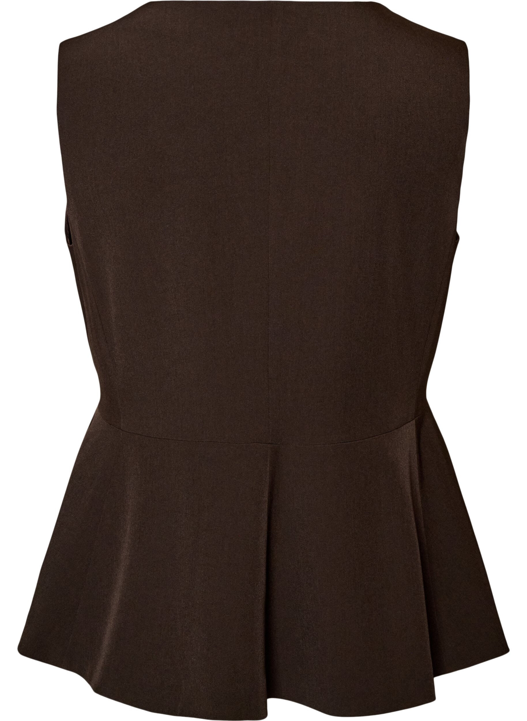 ZizziN&aring;lestribet vest med peplum, Brun, Packshot image number 1