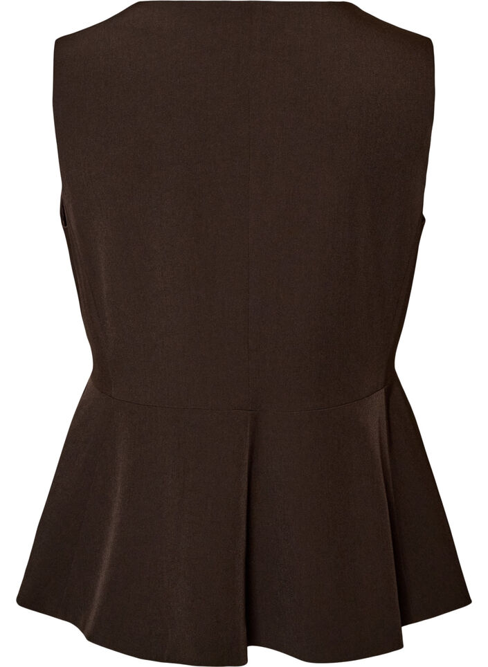 N&aring;lestribet vest med peplum, Brun, Packshot image number 1