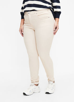 Super slim fit Amy jeans med høj talje, Oatmeal, Model image number 2