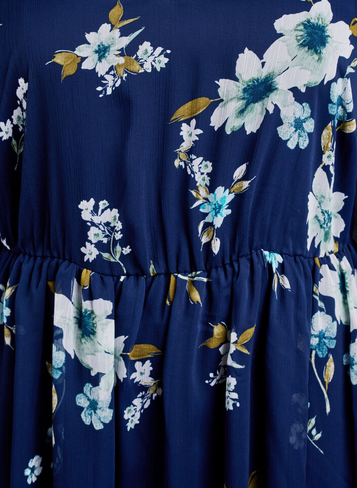 Festkjole i chiffon med lange &aelig;rmer, Bl&aring;, Packshot image number 3