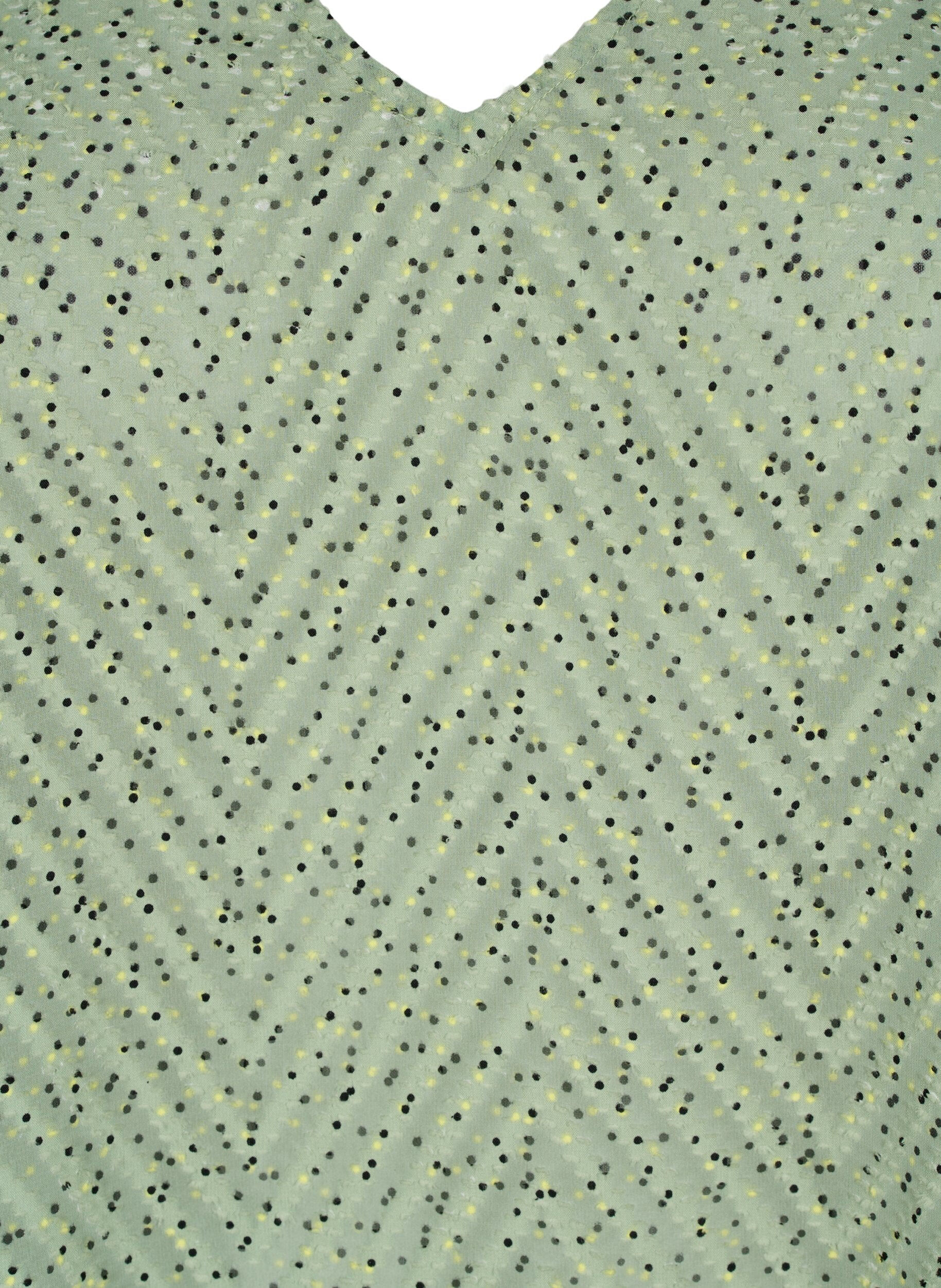 Zizzi Prikket bluse med 1/2 &aelig;rmer, Seagrass Dot, Packshot image number 2