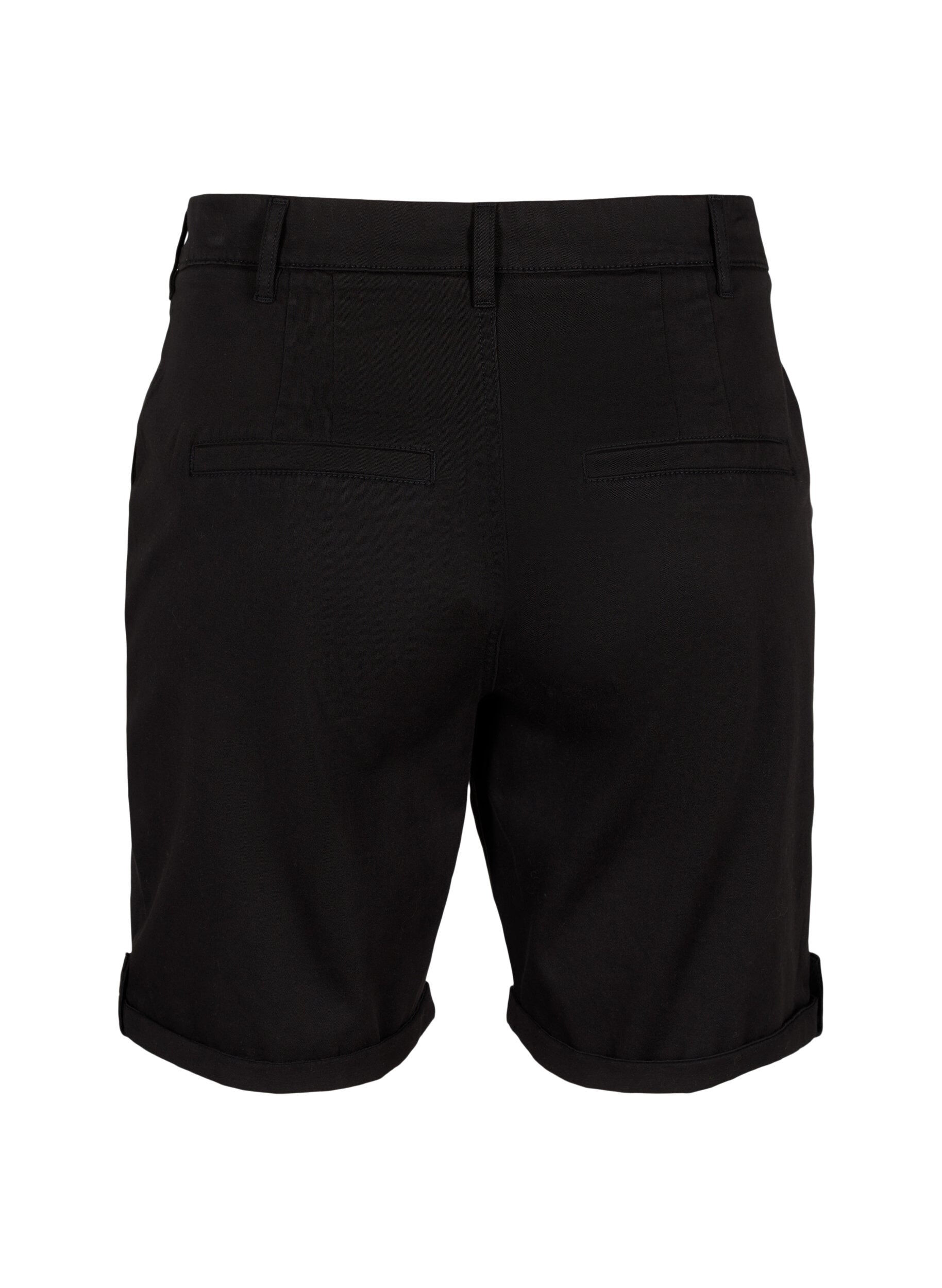 Zizzi Chino shorts med lommer, Black, Packshot image number 1