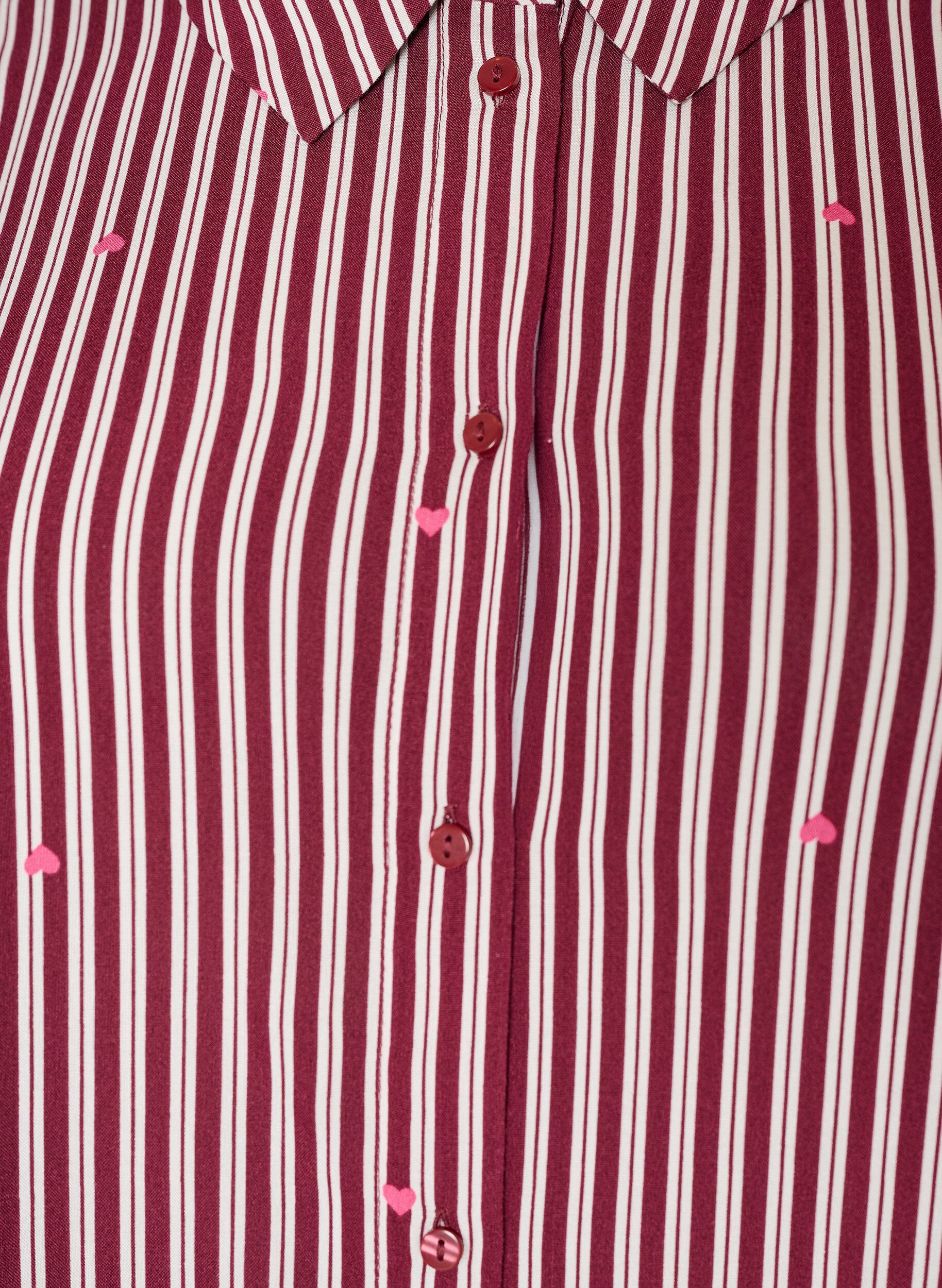 ZizziNatskjorte med striber og hjerter, M&oslash;rk Bordeaux, Packshot image number 2
