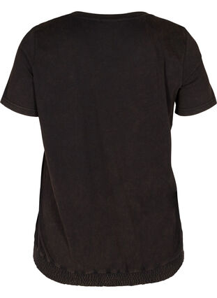 T-shirt med smock i økologisk bomuld, Black, Packshot image number 1