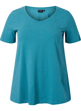 Ensfarvet basis t-shirt i bomuld, Brittany Blue, Packshot image number 0