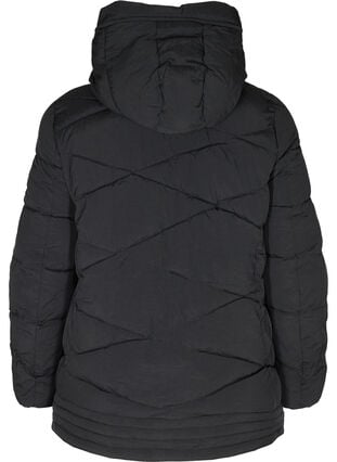 Vindtæt jakke med hætte og lommer, Black, Packshot image number 1