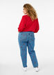 Mille mom fit jeans med broderi, Blå, Model image number 1