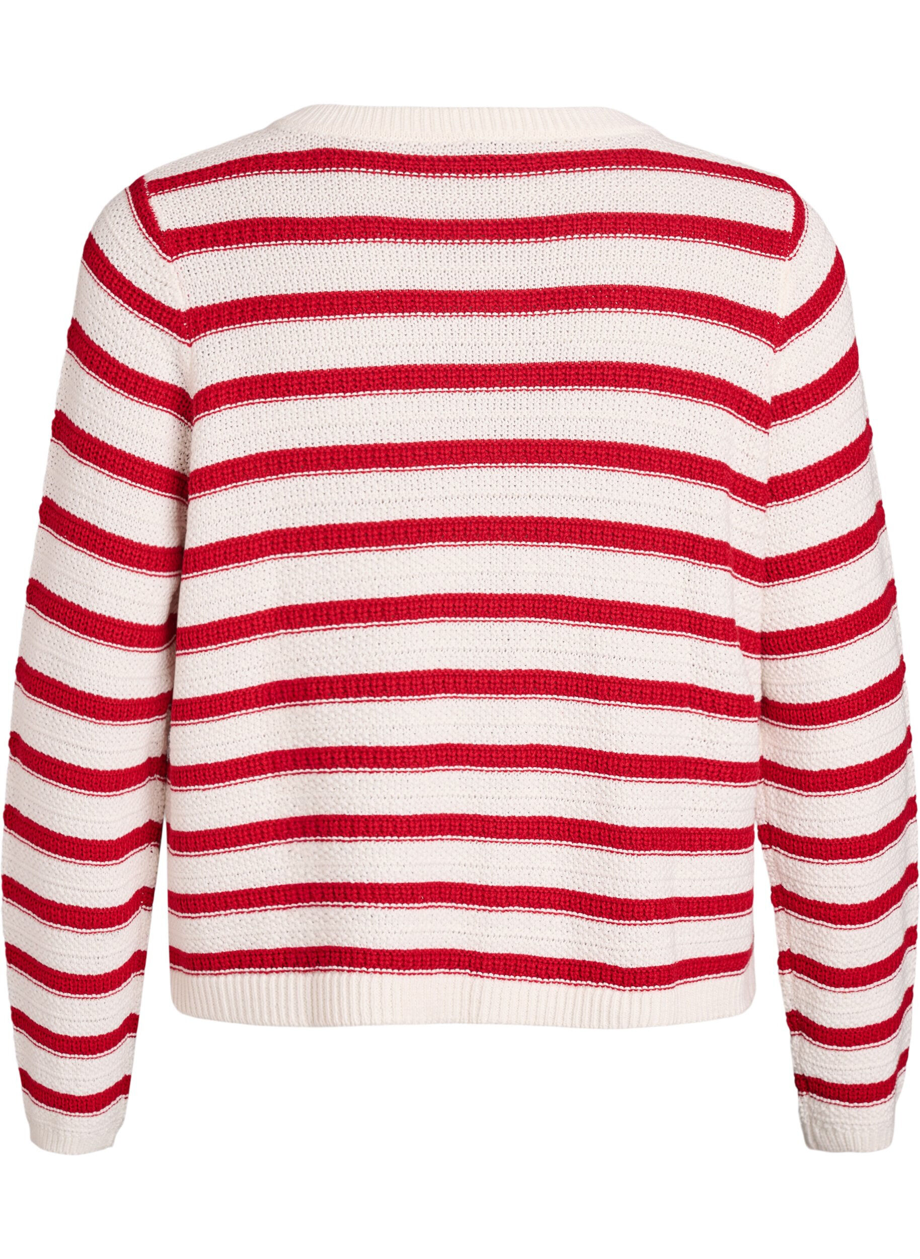 Zizzi Cardigan med strukturstrik og dekorative knapper, R&oslash;d, Packshot image number 1