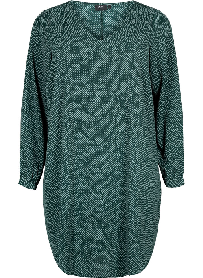 V-hals kjole med print, Scarab Graphic AOP, Packshot image number 0