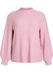 Ribstrikket sweater med ballon&aelig;rmer og knapper, Lyser&oslash;d, Packshot image number 0