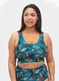 Printet bikini top med rund halsudskæring, Leaf Print, Model