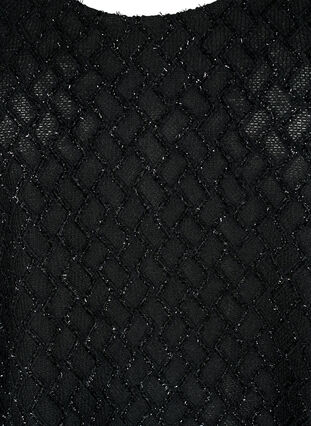 Mønstret bluse med 3/4 ærmer og glitter, Black, Packshot image number 2