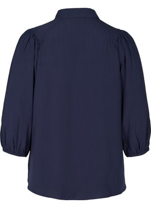 Viskose skjorte med 3/4 pufærmer, Navy Blazer, Packshot image number 1