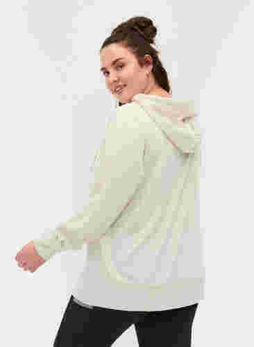 Sweat cardigan med hætte og lommer, Light Gray, Model image number 1