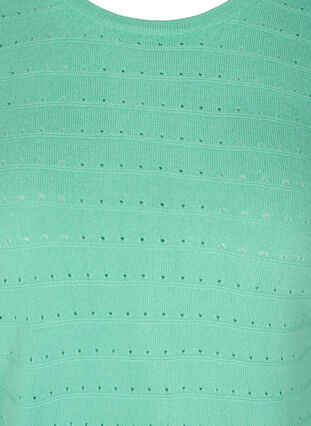Strikbluse med struktur mønster og rund hals, Dusty Jade Green, Packshot image number 2