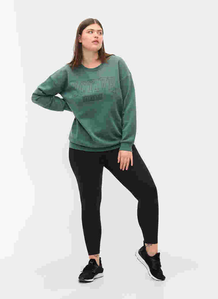 Sweatshirt med sporty tryk, Dark Forest, Model image number 2