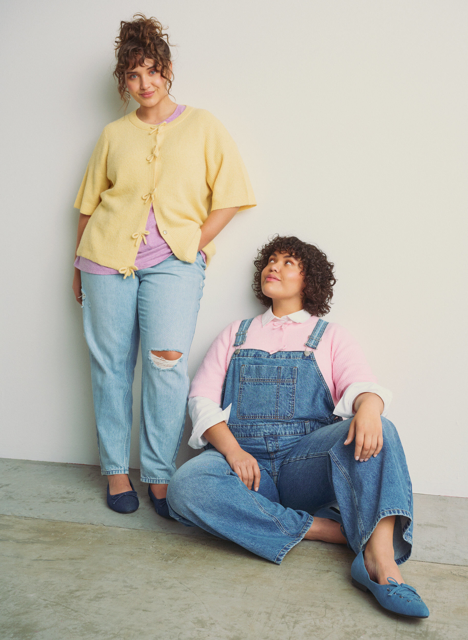 Denim-overalls med brede ben
