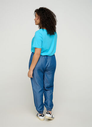 Løse bukser i med lommer, Medium Blue Denim, Model image number 1