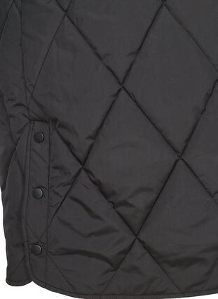Lang quiltet jakke med høj krave og lommer, Black, Packshot image number 3