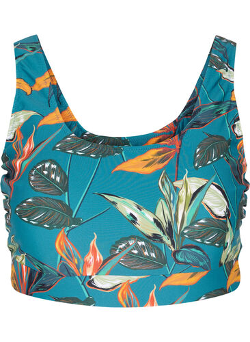 Printet bikini top med rund halsudskæring, Leaf Print, Packshot image number 0