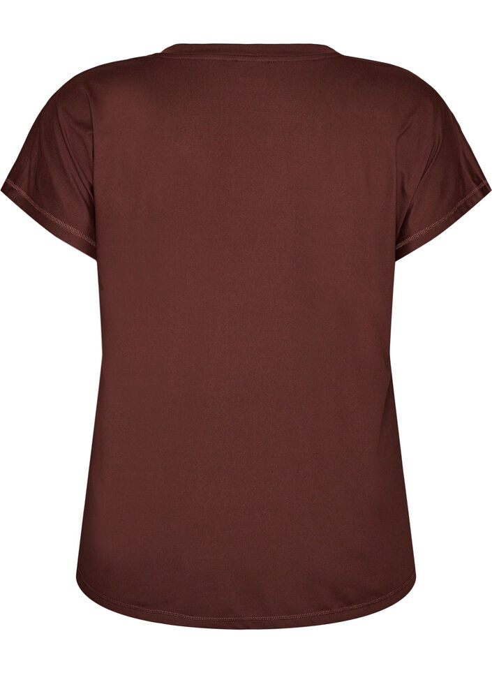 L&oslash;s tr&aelig;nings t-shirt med v-hals, Brun, Packshot image number 1