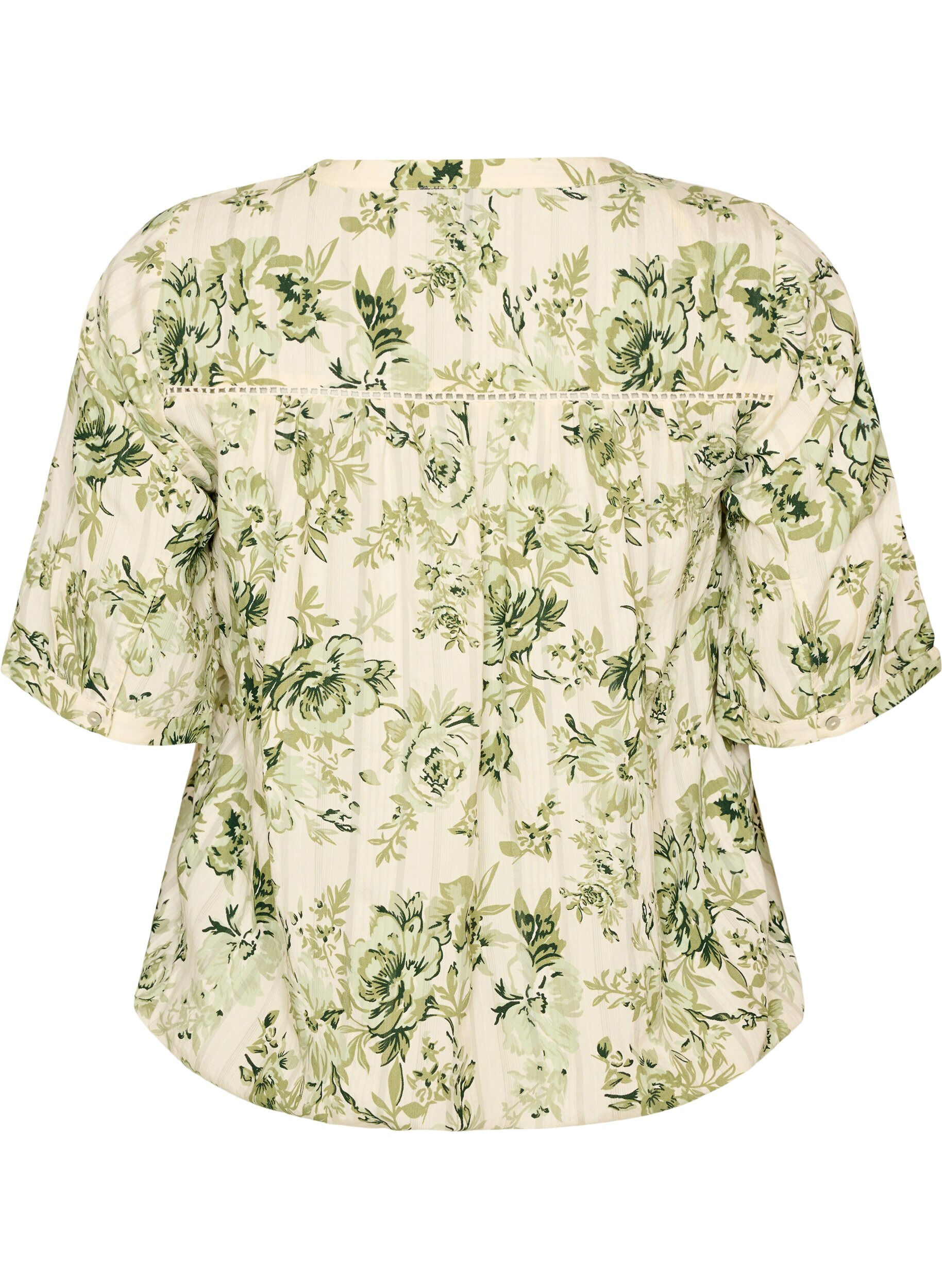 ZizziBluse med print og 1/2 &aelig;rmer, Gr&oslash;n, Packshot image number 1