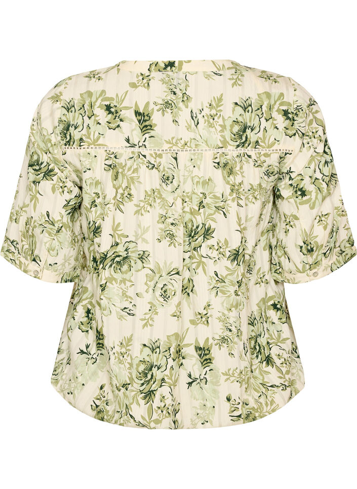 Bluse med print og 1/2 &aelig;rmer, Gr&oslash;n, Packshot image number 1