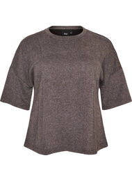 Jerseybluse med A-form og albuelange &aelig;rmer, Gr&aring;