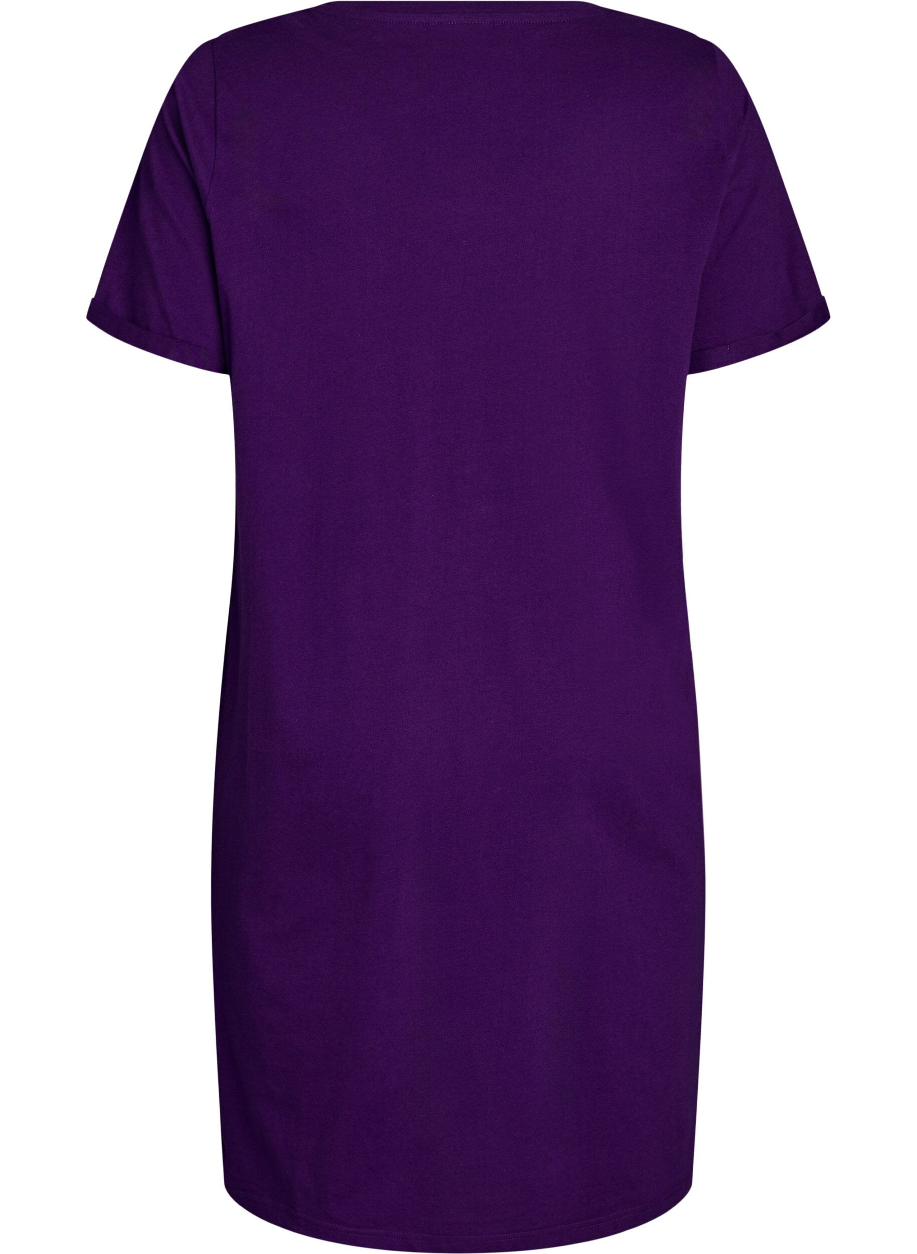 ZizziKort&aelig;rmet natkjole i &oslash;kologisk bomuld, Bl&aring;, Packshot image number 1