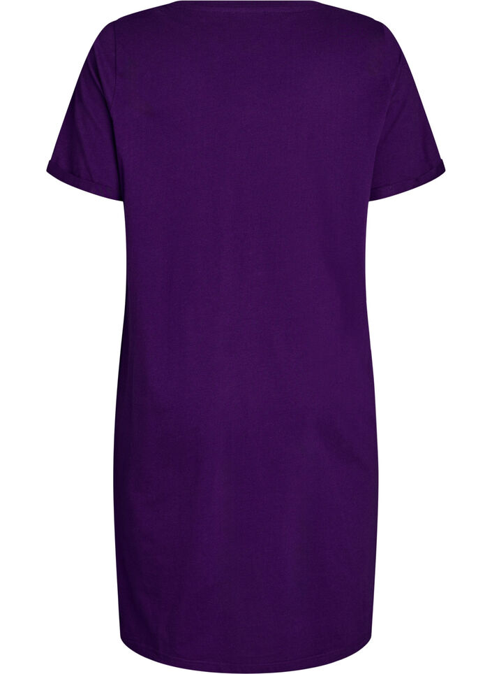 Kort&aelig;rmet natkjole i &oslash;kologisk bomuld, Bl&aring;, Packshot image number 1