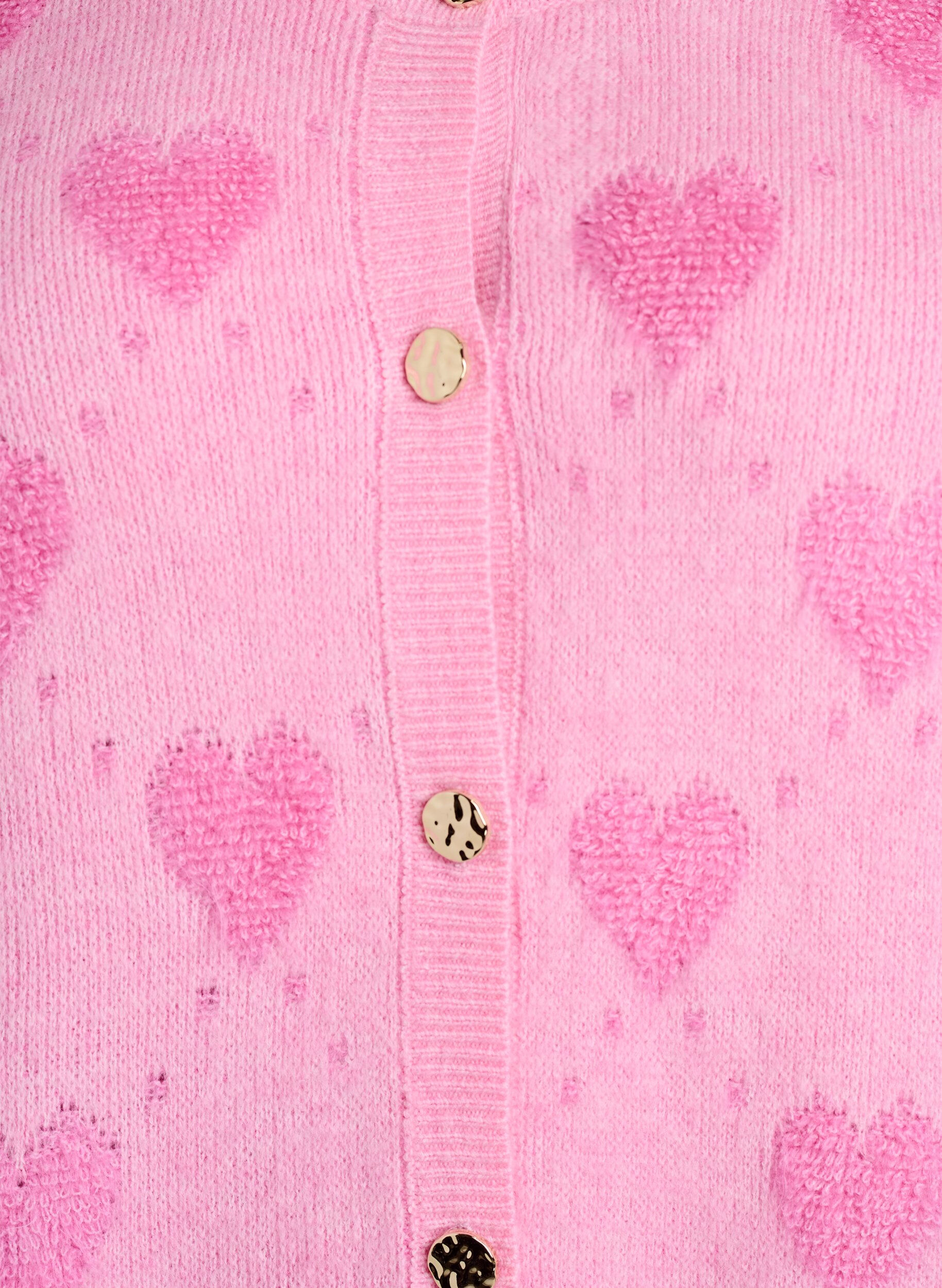 Zizzi Cardigan med hjerter og gyldne knapper, Lyser&oslash;d, Packshot image number 2
