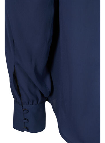 Skjorte med knaplukning og v-udskæring, Navy Blazer, Packshot image number 3