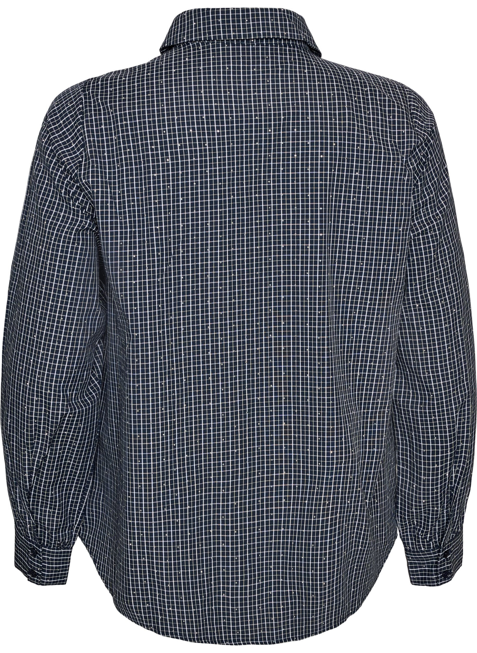 ZizziTernet skjorte med rhinsten, Bl&aring;, Packshot image number 1