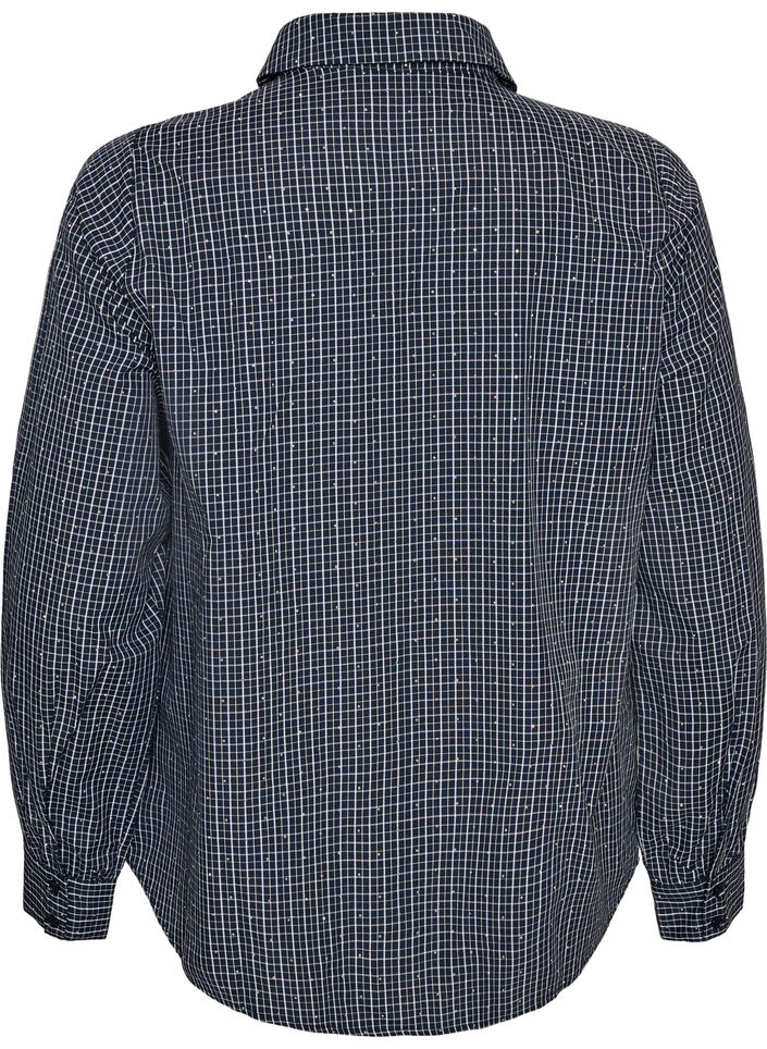 Ternet skjorte med rhinsten, Bl&aring;, Packshot image number 1