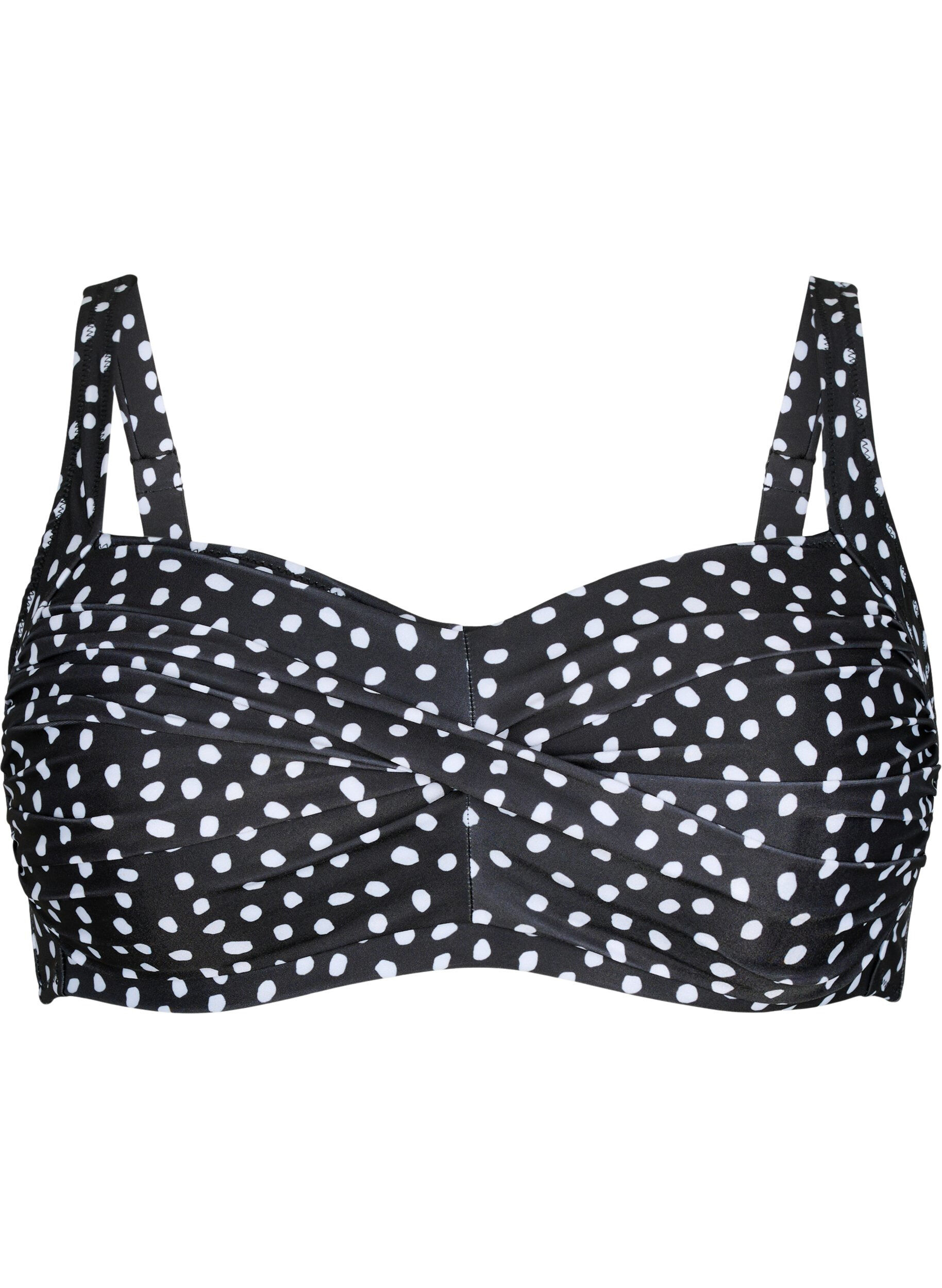 Zizzi Printet bikini overdel, Black White Dot, Packshot image number 0