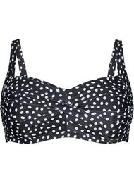 Printet bikini overdel, Black White Dot