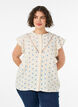 &AElig;rmel&oslash;s bluse med crochetb&aring;nd og fl&aelig;sedetalje, Beige, Model image number 0